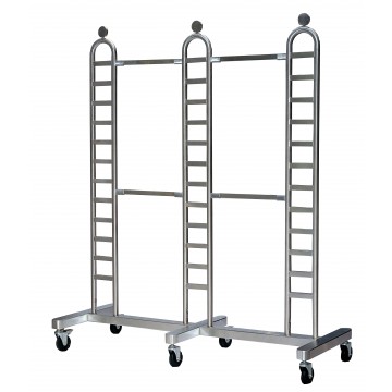 ÉCHELLE TRIPLE SUR ROULETTES - NICKEL SATINÉ